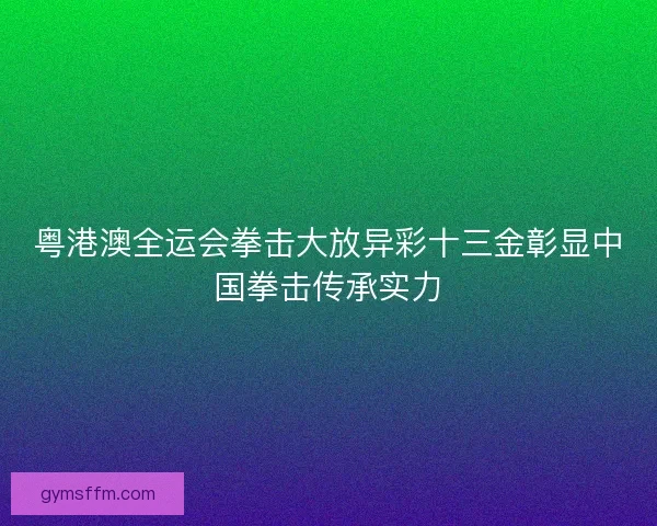 粤港澳全运会拳击大放异彩十三金彰显中国拳击传承实力